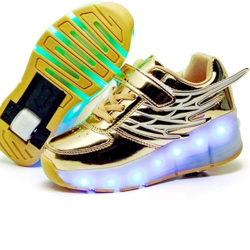 Gold Winged Unisex Light Up Roller Shoes